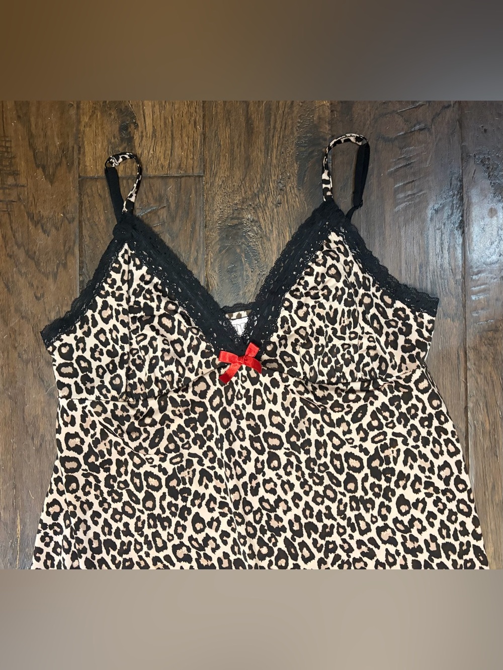 La Senza Leopard Print Lace Babydoll Chemise L Black Bow Y2K Lingerie - Picture 3 of 8